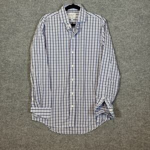 Ledbury Shirt Mens 16 Blue Checkered Slim Fit Button Up Long‎ Sleeve Dress Shirt